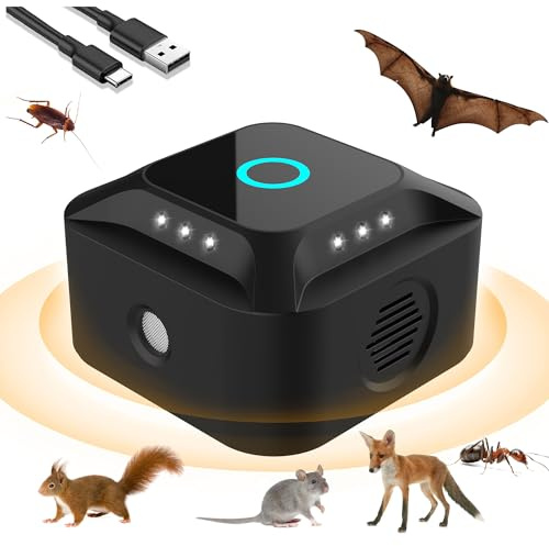 Jarper Ultraschall Maus und Ratten 360° | Mäuseabwehr & Ameisen Abwehr mit Ultraschall | Gerät Ultraschall Maus Mit Stroboskoplichtern und PIR | für Nagetiere, Mäuse, Eichhörnchen, Spinnen, Plötze