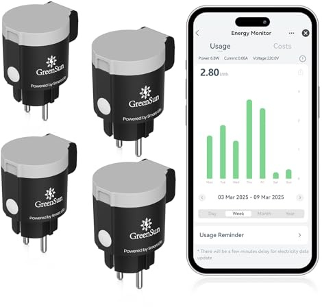 WLAN Steckdose Outdoor 4er-Pack, IP44 wasserdicht, Strommessung