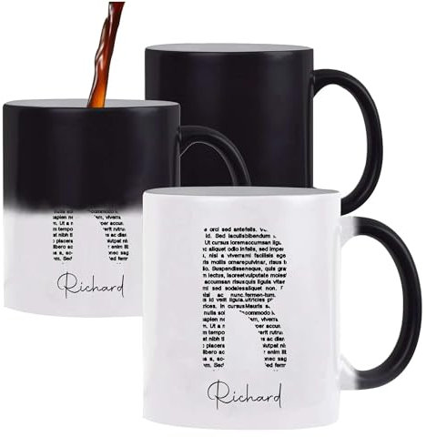 Planetee Tasse Magique Richard Lettre Littérature | Mug qui change couleur avec la chaleur | Idée Cadeau Prénom Livre Lecture Anniversaire Papa Collègue Départ Retraite Noël
