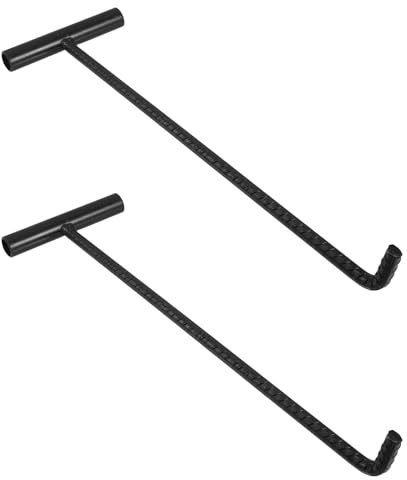 Cabilock Pack of 2 17 / 68 inch shaft hook tool, versatile lifter and puller for manhole covers, rain drains, dowel pin puller for lifting riser covers, steel grids