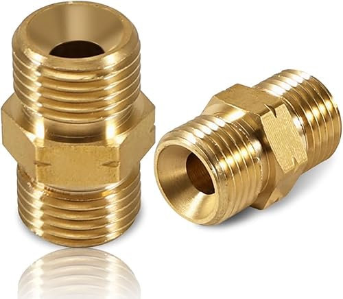 2 Pezzi Connettore per Tubo Del Gas in Ottone 1/4 Pollice, Doppio Nipplo Adattatore Gas, Raccordo Tubo per Propano, Impianti Idraulici, Climatizzazione E Pannelli Solari