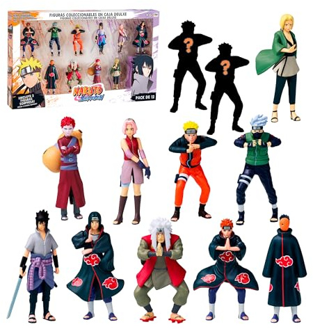 Bizak Naruto Pack de 12 Figuras en Caja Deluxe, 7 cm, Incluye 2 Figuras Ocultas de Edición Especial, +6 años, (64111280-1)