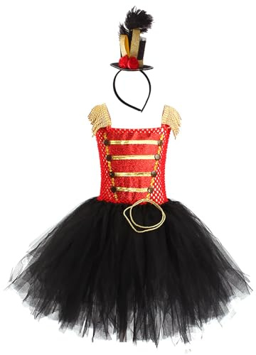 AGYMNX Mädchen Nussknacker Kleid Kostüm Halloween Kostüm Kleid + Hut Stirnband 2-teilig für 2-12 Jahre Kinder Spielzeug Soldier Uniform Cosplay Schwarz Rot 4-5 Jahre