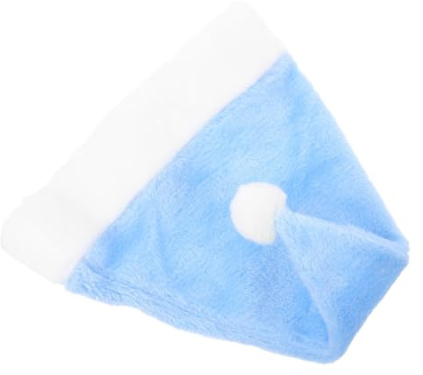 Ipetboom Weihnachtsmütze Santa Hat aus Weichem Plüsch Hellblau für Erwachsene Festliche Kopfbedeckung als Dekoration und Party Requisite für Weihnachten Karneval und Fasching