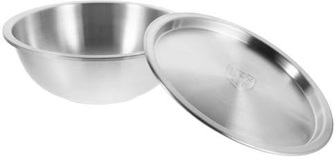 WEKADRIN Ciotola Per Mescolare in Acciaio Inossidabile 304 Da 20 Cm 1350 Ml, Grande Bacinella Di Metallo Con Coperchio, Vasca Multifunzionale Antiscivolo Per Cucina e Uso Domestico
