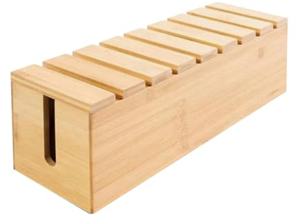 Veemoon Desktop Storage Box Wood Cable Organizer Box for Charging Table Top Organizer Phone Holder for Office and Home Use