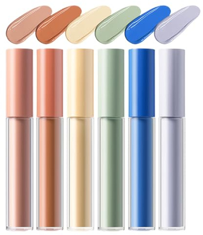 Xijobido Corrector de Color | Barra Contorno Líquido,6 Unidades Maquillaje Facial Duradero Corrector Iluminador para Piel Manchas y Opacidad