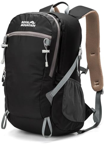 Lightweight Hiking Backpack, 30L Women/Men Waterproof Travel Rucksack Bag with Rain Cover, Outdoor Small Foldable Daypack for Student, Fit for 15.6 inch Laptop (Black, 30L)