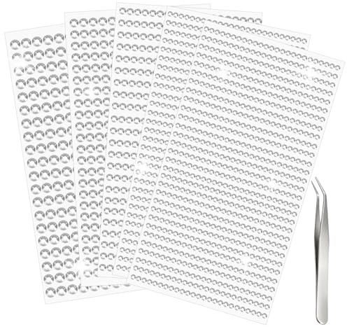 2542 Pezzi Strass Adesivi Argento, 5 Fogli Brillantini Adesivi, Gemme Strass Autoadesivi, Acrilico Diamante Strasses Sticker con Pinzette, Decorazione per Fai da Te, Make-up, Unghie(3/4/5/6mm)