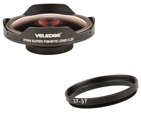 37mm 0.3X HD Fisheye Lens Adapter, Ultra Wide Angle Camera Lens Attachment with Adapter Ring for Smartphone, Vlogging, Travel Photography Camera Accessories