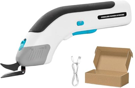 ALCXAZS Tagliatrice di Tessuti Portatile con Forbici elettriche Ricaricabili Forbici elettriche per Tagliare Il tagliamoquette in Tessuto, Due
