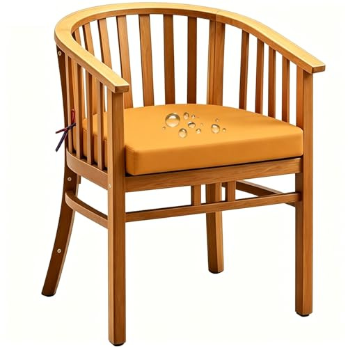 PLCIVSA Stuhlkissen Outdoor Halbrund Wasserfest 40x40 45x45 50x50cm rutschfest Sitzkissen mit Bändern Dickes Hochdichter Schaumstoff Sitzpolster für Garten,Terrasse, Außenmöbel(Gelb,43x43x5cm)