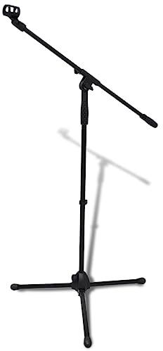 LoogCape Soporte de micrófono ajustable de acero con diseño plegable, altura regulable hasta 165 cm, antideslizante, soporte de suelo estable para escenario, estudio, concierto, apto para micrófonos