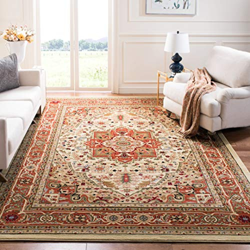 SAFAVIEH Lyndhurst Collection Area Rug - 8' x 10', Ivory & Rust, Traditional Oriental Design, Non-Shedding & Easy Care, Ideal for High Traffic Areas in Living Room, Bedroom (LNH330R)