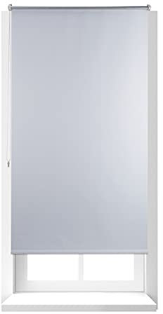 Relaxdays Thermo Verdunklungsrollo, Hitzeschutz, Fenster Seitenzugrollo, Klemmfix ohne bohren, 90x160, Stoff 86 cm, weiß