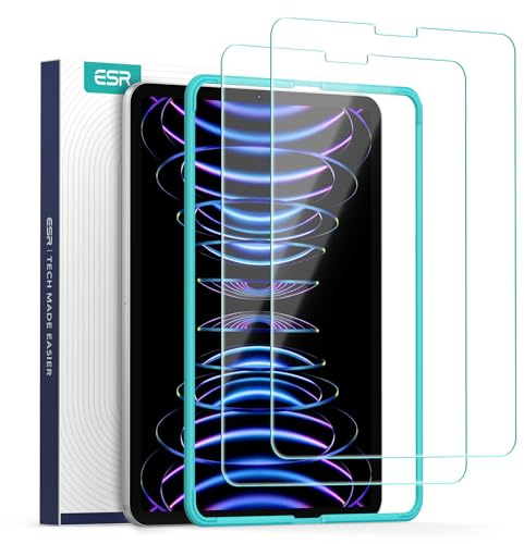 ESR 2 Stück Panzer Schutz Glas für iPad Pro 11 Zoll (2022/2021/2020/2018) | Für iPad Air 5/4 Gen (2022/2020, 10,9 Zoll), Schutzfolie mit Montagerahmen, 9H Härte, Kratzfest, Blasenfrei, HD-Klarheit