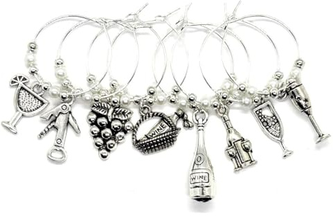 Wine Glass Charms x 8 Wine Gift Drinks Marker New Home Gift Drinks Markers Garden Party BBQ