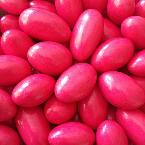 Premium Weddings Taufmandeln pink glänzend 500 g (für ca. 31-33 Gastgeschenke) - Gastgeschenke Taufe Bonboniere Kommunion Mitgebsel Konfirmation - Mandeln Taufe Taufbonbons Zuckermandeln