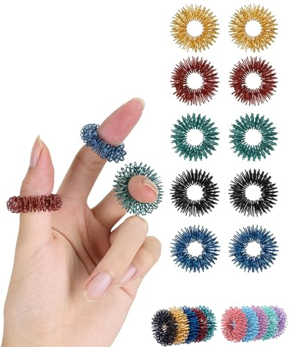 Mr. Pen - Bagues sensorielles pointues, lot de 10, jouets sensoriels anti-stress, anneaux fidget pour l'anxiété, anneaux anti-stress, masseur d'autisme Fidget, TDAH, anneau de réduction