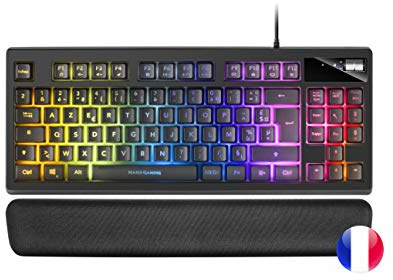 Mars Gaming MKAXFR TKL H-Mech Kompakttastatur, RGB-Beleuchtung 9 Effekte, Gel Handballenauflage, Schwarz, Französisch Sprache