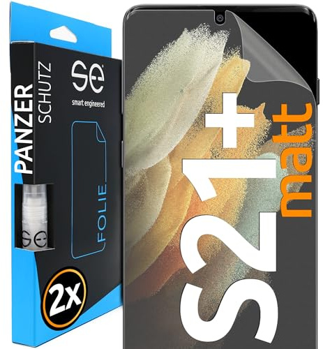 2x se® 3D SCHUTZFOLIE Entspiegelt für Samsung Galaxy S21 Plus,Anti-Staub, 100% Fingerabdruck & FaceID kompatibel, einfache blasenfreie Installation, Ultra-Klar, Stoß-Kratzfest, aus Deutschland