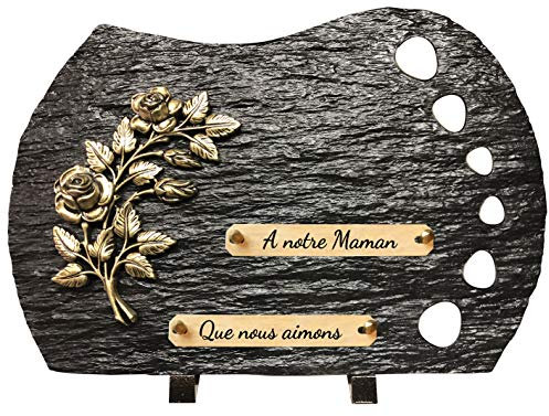 Plaque funéraire schiste et Galets Blancs