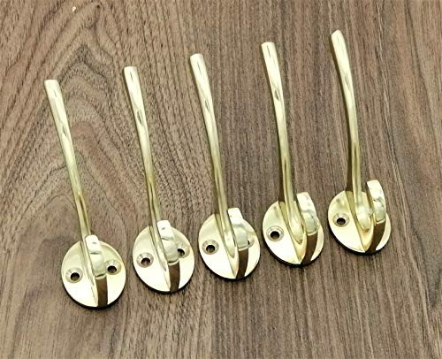 Türhaken für Hüte und Mäntel, poliertes Messing, viktorianischer Stil, 87 mm, 5 Stück