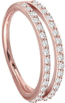 PIERCINGLINE Segmentring Clicker Chirurgenstahl | 2 RINGE + KRISTALLE | Piercing Ohr Helix Lippe | Farb & Größenauswahl