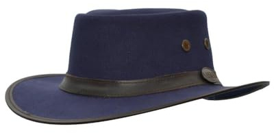 Walker und Hawkes - Outback-Stanley-Hut aus Segeltuch - Blau - Large (59cm)