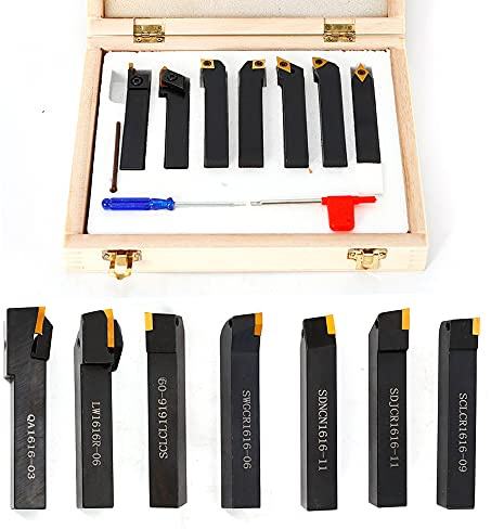 Hartmetall Drehmeissel 16mm Drehmeißel Drehstahl Set Drehmeißel Satz für CNC Drehmaschine Koffer Drehstahl Satz Wendeplatten Drehmeißel Set
