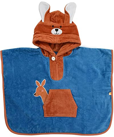schlummersack kuschelig weicher Badeponcho mit Kapuze, Poncho für den Strand - Känguru - für Jungen und Mädchen von 1-3 Jahre