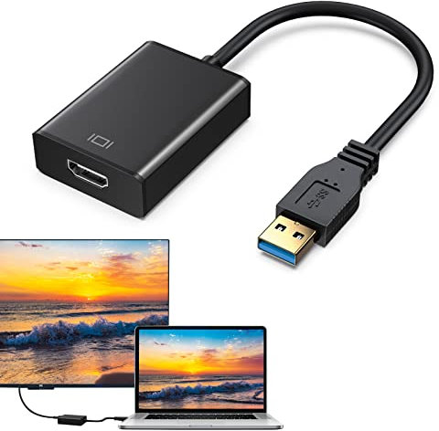 TNSLAND USB auf HDMI Adapter, USB 3.0/2.0 bis HDMI Adapter 1080p Full HD Multi Display Video Audio Konverter Multi Monitor Converter kompatibel mit Windows XP/10/8.1/8/7/Mac OS/Laptop/Projector/HDTV