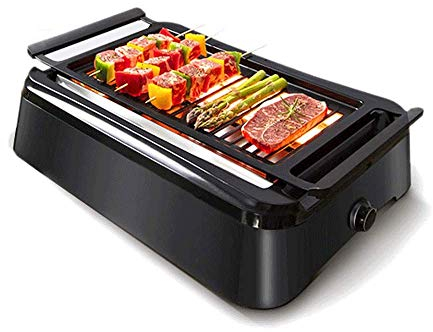 Parrilla de Barbacoa Parrilla Interior sin Humo multifunción, Parrilla Interior Infrarroja eléctrica portátil, Placas extraíbles, Fácil de Limpiar, Adecuada para Viajes al Aire Libre, Reunión Fa