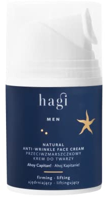 Hagi Ahoy Captain Anti-Falten Gesichtscreme für Männer, 50 ml, spendet Feuchtigkeit, schützt die Hautbarriere, minimiert Anzeichen der Hautalterung, Hyaluronsäure, Algen, Komplex Nr. 1 LIFT UP