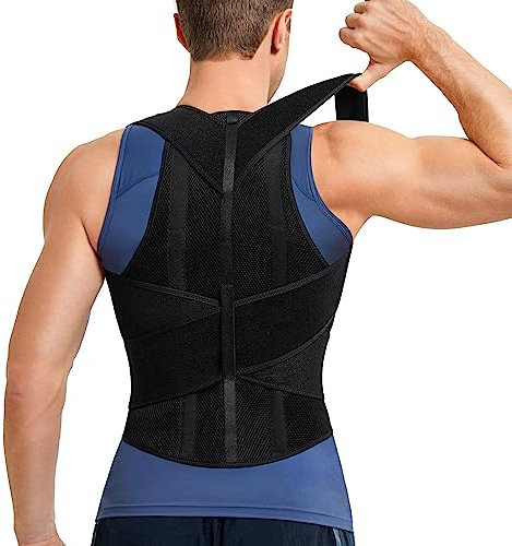 Junlan Back Straightener Posture Corrector for Men Adjustable Scoliosis Back Brace for Posture Hunchback Corrector Relief Lower Back Pain (Black,XL)