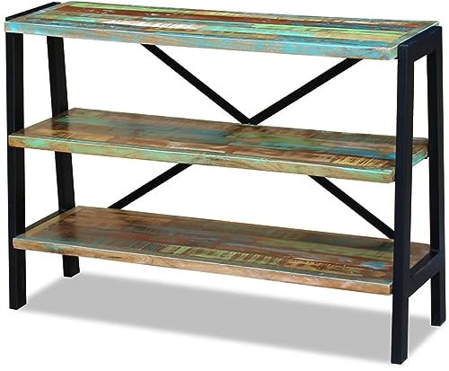 ADWOA Sideboard 3 Regalböden Altholz Wohnzimmer Sideboard Schlafzimmer Small Dresser Kommode Schmal