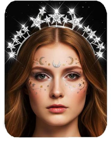 Reaky Star Stirnband Silber Halo Krone Sterne Kopfbedeckungen Haarschmuck für Frauen