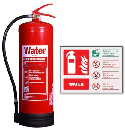 9ltr Water Fire Extinguisher W/Self Adhesive Landscape Water Sign - FireShield