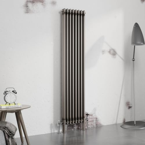 Warmehaus 1800x382mm Raw Metal Vertical 3 Column Radiator Traditional | Cast Iron Style Victorian Radiator, Radiators Wall Mounted Central Heating, Designer Triple Column Radiator, Bathroom Kitchen