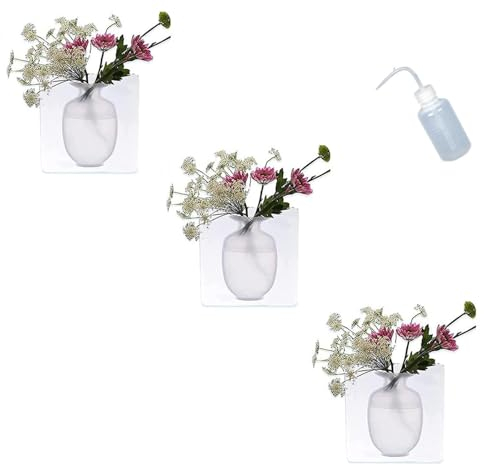 Silikon-Fenstervase, Magische Silikon-Wandvase für Fenster, Silikon-Vasen-Fensteraufkleber für Kühlschranktür, Glasfenster, Keramikfliesen (3 STK Weiß)