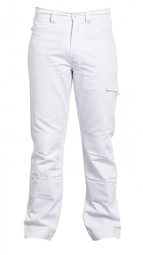 Hurry Jump Pantalon Travail Blanc Plantalon Peintre Pantalon de Travail plaquiste Blanc de Travail sans métal Taille 60/62
