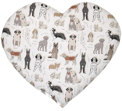 GIRAFFENLAND Bio-Bio-Dinkelkissen Herz ca. 30x25cm - Bio Füllung & Bio Stoff Liebe Hunde - Wärmekissen - Körnerkissen - Ein charmantes Geschenk