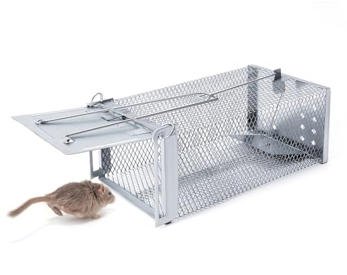 Trappola per topi vivi, XXL, di alta qualità, altamente sensibile, adatta per la cucina, il giardino, il magazzino (Argento)