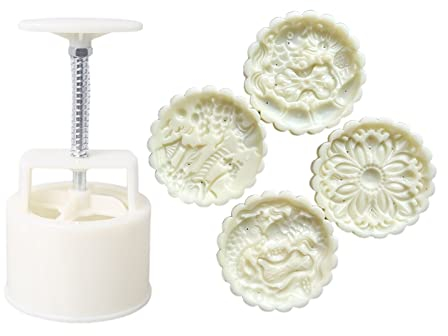 Moule à gâteau de lune en plastique 150 g/200 g - Moule à gâteau de lune - Moule à gâteau de lune - Fleur pour festival de la mi-automne - Outils de pâtisserie pour la pâtisserie