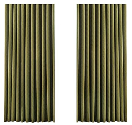 Ayoiow Verdunklungsvorhänge Hitzeschutz, Thermo Vorhänge Mit Ösen, Chenille Vorhang Wohnzimmer 2Er Set Kräuselband, Dunkelgrün, 137X274CM