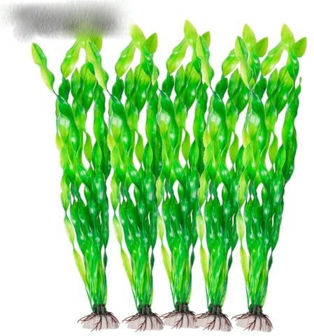 KJJMN 5/10piece Plastic Aquarium Plants Fish Tank Artificial Seaweed Water grass Underwater Plants For Aquarium Ornament-5piece Green-21CM