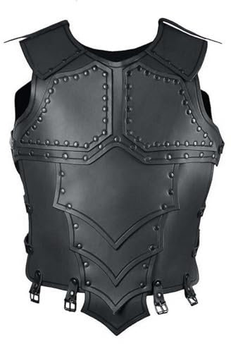 MDFCZXP Mittelalterlicher Vintage Ritter Brustpanzer Verstellbarer Protektor Kunstleder Vorderzeug,Schwarz,50cm