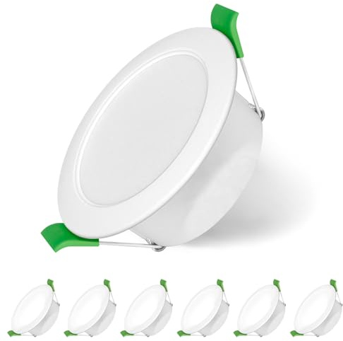 Jaenmsa Focos LED Interior Techo 230V, 8W Ø 75-85mm IP44, No Regulables, 6 pack Downlight Led Techo Empotrable Blanco Neutro 4000K，Ojos de Buey Led para Techo para baño, cocina, sala de estar