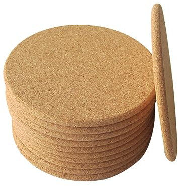 TOPBATHY 6pcs Cork Coaster Round Cork Mats Insulation Cup Pads Non Slip for Home Bar Kitchen Use