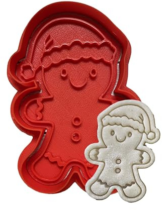 Tagliabiscotti.it - Omino pan di zenzero con cappello - Gingerbread - Natale - Cookies cutter - Formina - Stampo per biscotti o decorazioni torte in pasta di zucchero - 8cm x 5,5cm x1,2cm